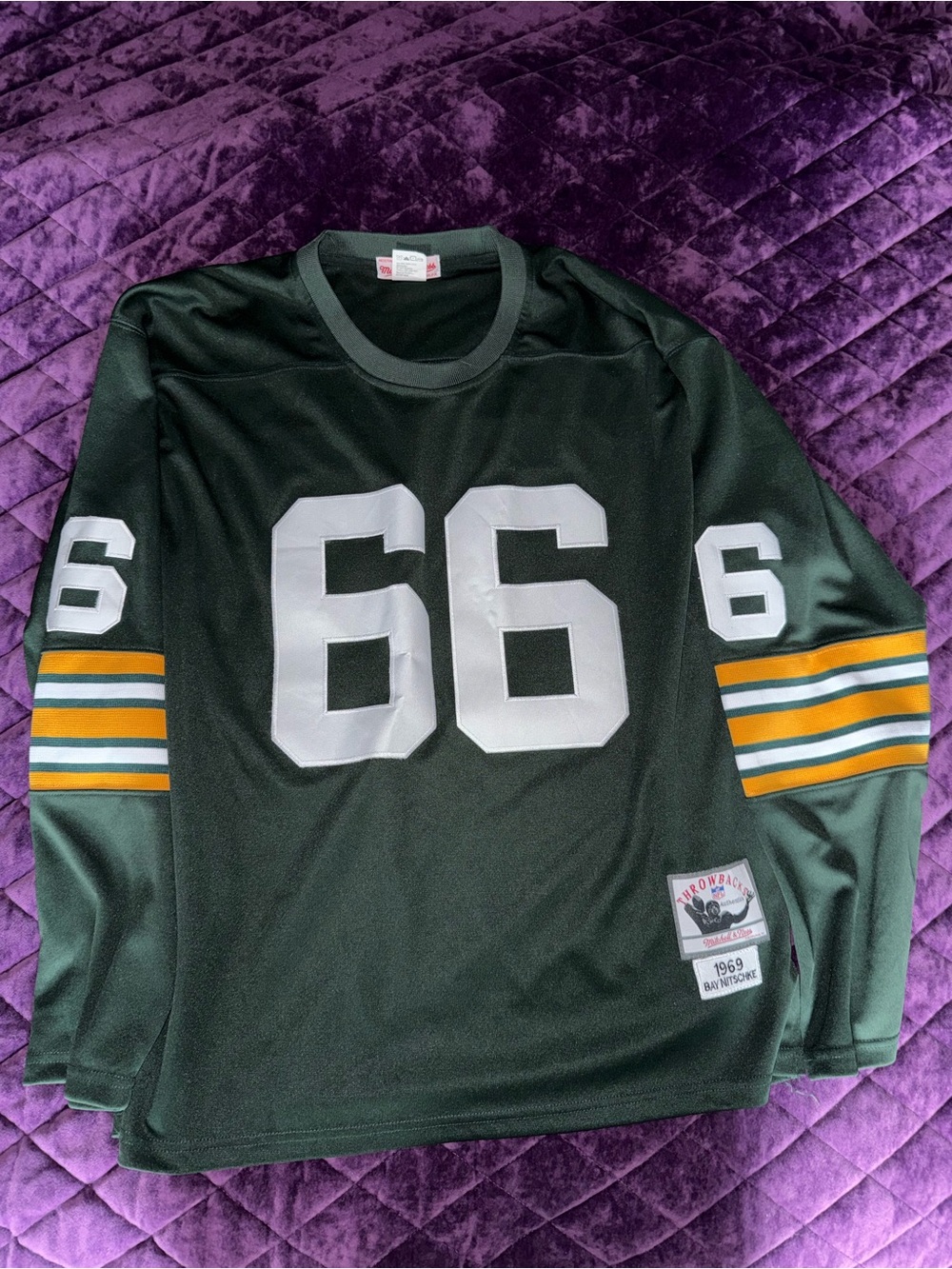 Mitchell & Ness Throwbacks Jersey Green, White and Yellow, Packers 66